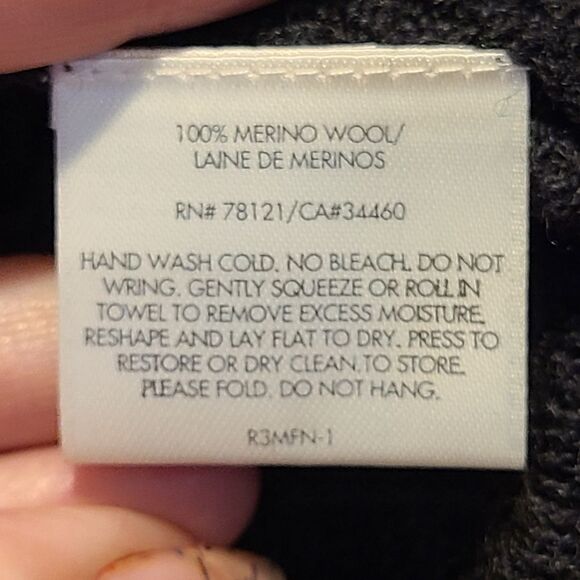 Eileen Fisher Black Merino Wool Open Front Cardigan, Loose Knit Lagenlook | L - Picture 4 of 12